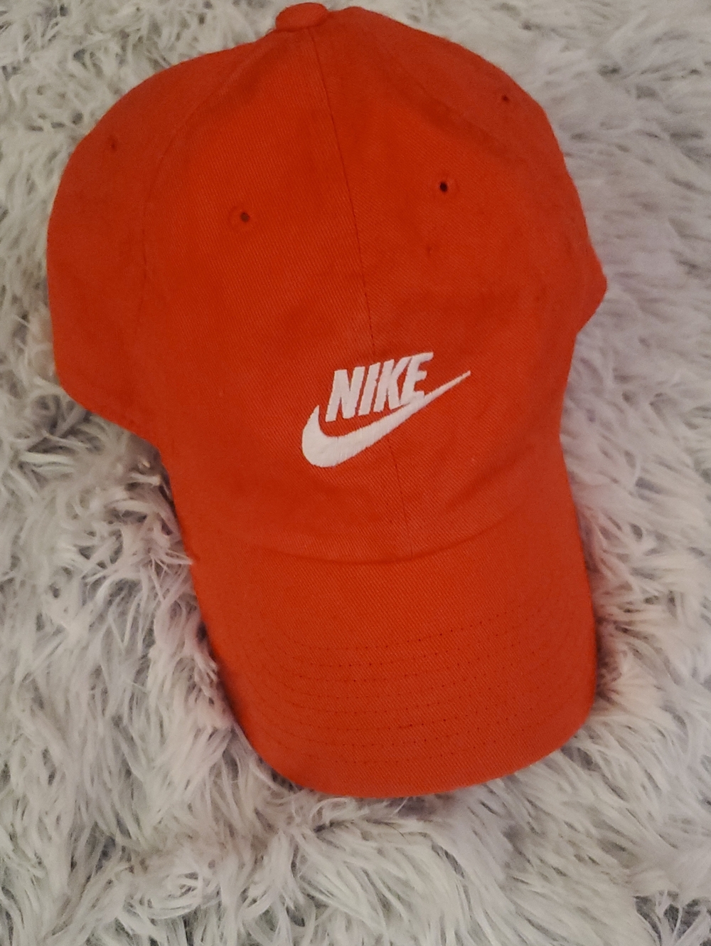 Nike Orange Baseball Cap with White Swoosh